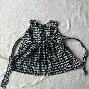 Boutique Hand sewn baby girl Navy Elephant Dress. Size 6 months.